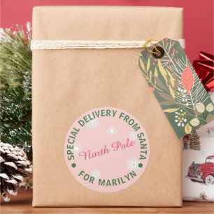 Personalisierte Weihnachtsmann-Geschenkaufkleber Runder Aufkleber