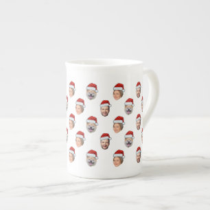 Personalisierte Weihnachtsmannmütze Gesicht 3 Foto Prozellantasse