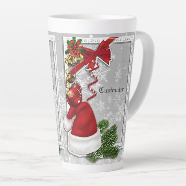 Personalisierte Weihnachtsmannmütze Weißrahmen Milchtasse (Rechte Ecke)