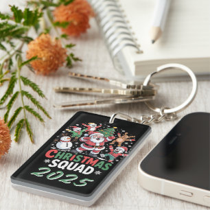 Personalisierte Weihnachtsmannschaft 2025 Santa Fa Schlüsselanhänger
