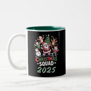 Personalisierte Weihnachtsmannschaft 2025 Santa Fa Zweifarbige Tasse