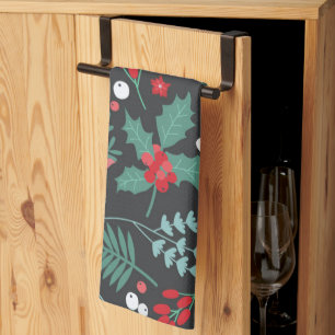 Personalisierte Weihnachtsmuster Blume Familiennam Geschirrtuch