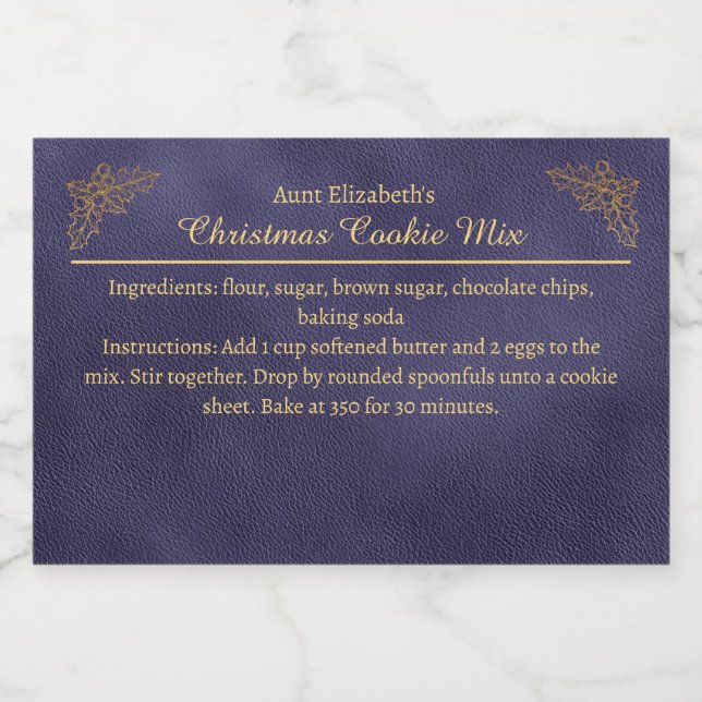 Personalisierte Weihnachtsplätzchen-Backmischung B Lebensmitteletikett (Einzelnes Label)