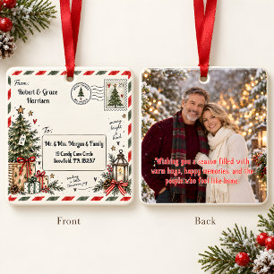 Personalisierte Weihnachtspostkarten-Foto Keramikornament