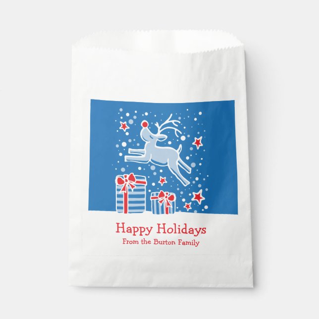 Personalisierte Weihnachtsrentierbeutel Geschenktütchen (Vorderseite)