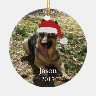 Personalisierte Weihnachtsschäferhund-Verzierung Keramikornament