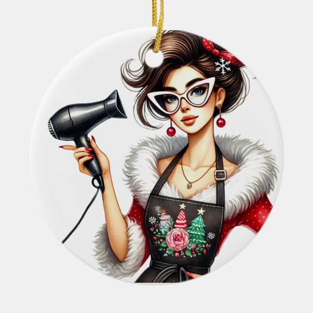 Personalisierte Weihnachtsschmuck für Friseur (Vorne)