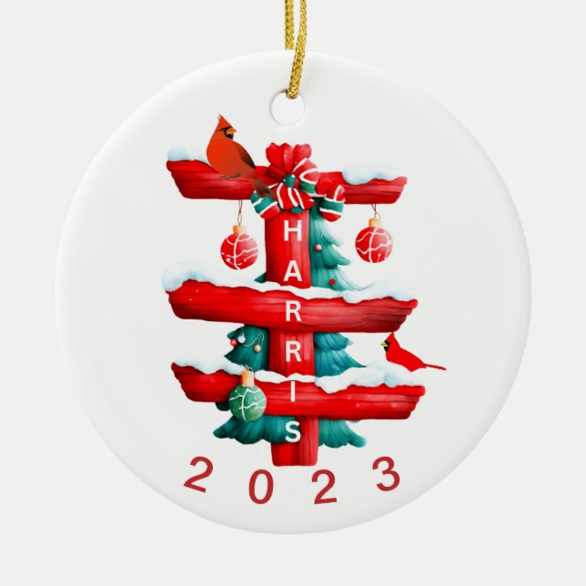 Personalisierte Weihnachtsschmuck, Keramik Ornament (Vorne)
