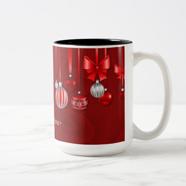 Personalisierte Weihnachtsschmuck-Tasse Zweifarbige Tasse (Rechts)