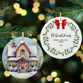 Personalisierte Weihnachtsschmuck, zweiseitig Keramik Ornament