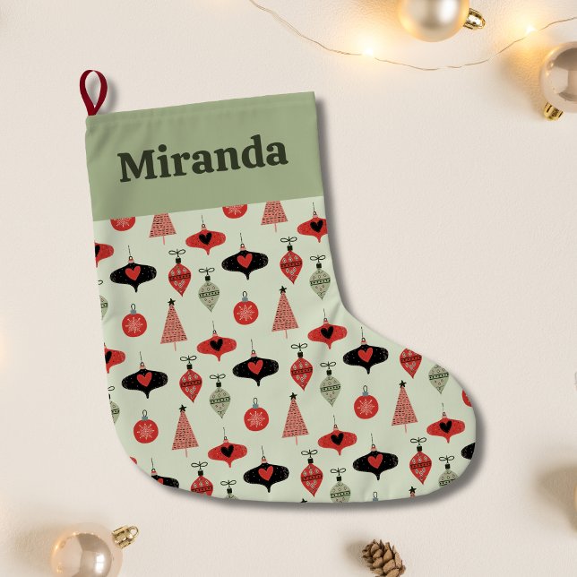 Personalisierte Weihnachtsschmuckmuster Großer Weihnachtsstrumpf (Personalized Christmas Ornaments Pattern Large Christmas Stocking)