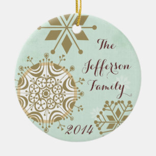 Personalisierte Weihnachtsschneeflocken Keramik Ornament