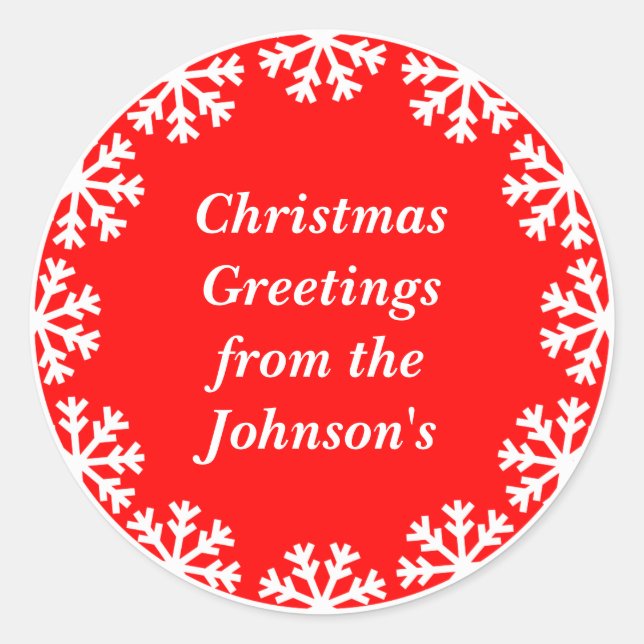 Personalisierte Weihnachtsschneeflocken Umschlag A Runder Aufkleber (Vorderseite)