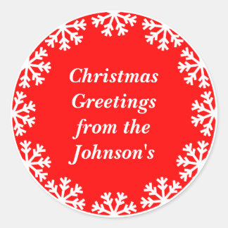 Personalisierte Weihnachtsschneeflocken Umschlag A Runder Aufkleber