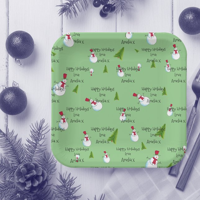 Personalisierte Weihnachtsschneemänner Pappteller (Von Creator hochgeladen)