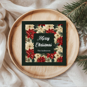 Personalisierte Weihnachtsservietten Roter Poinset Serviette