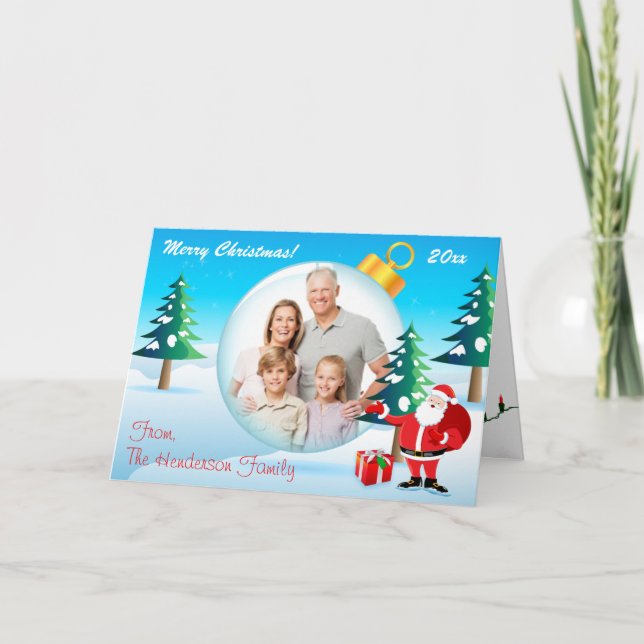 Personalisierte Weihnachtsverzierungs-Foto-Karte Feiertagskarte (Vorderseite)