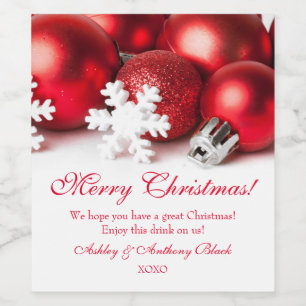 Personalisierte Weihnachtsweinetiketten   Ornament Weinetikett