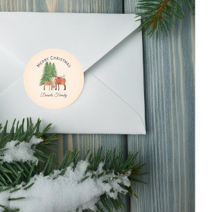 Personalisierte Weihnachtswildfamilie Runder Aufkleber