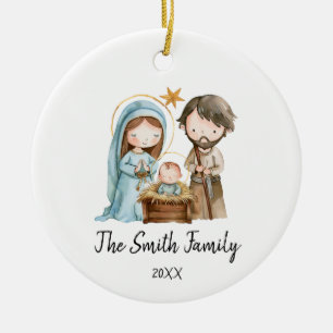 Personalisierte Weihnachtszeit Joseph Mary Jesus Keramik Ornament