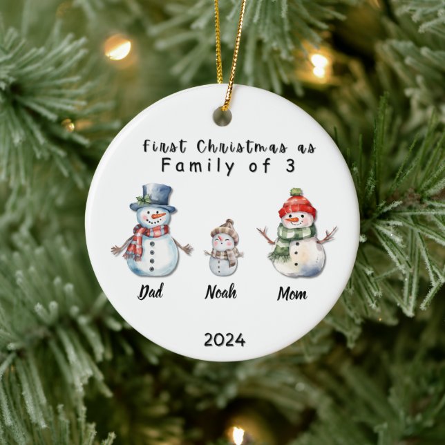 Personalisierte Weihnachtszeit mit 3 individuellen Keramik Ornament (Baum)