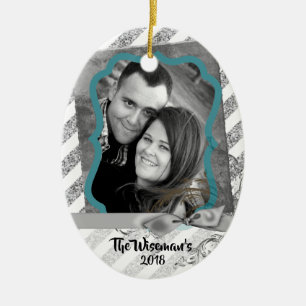 Personalisierte Weihnachtszeit Silv Glitzer FOTO O Keramik Ornament