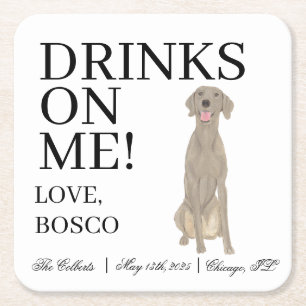 Personalisierte Weimaraner Hochzeit Rechteckiger Pappuntersetzer