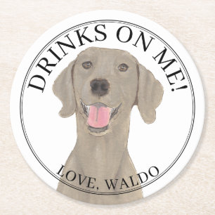 Personalisierte Weimaraner-Hunde-Hochzeit Runder Pappuntersetzer