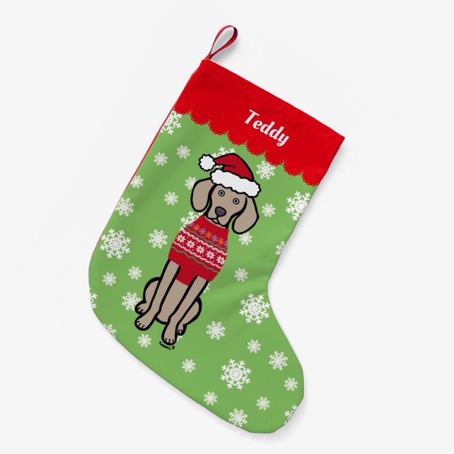 Personalisierte Weimaraner Kleiner Weihnachtsstrumpf (Vorderansicht (hängend))