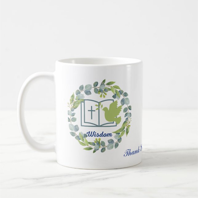 Personalisierte Weisheit Grün Danke Tasse Cup (Links)