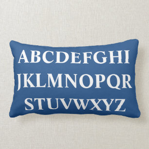 personalisierte WEISSE ALPHABET auf BLUE Kissen
