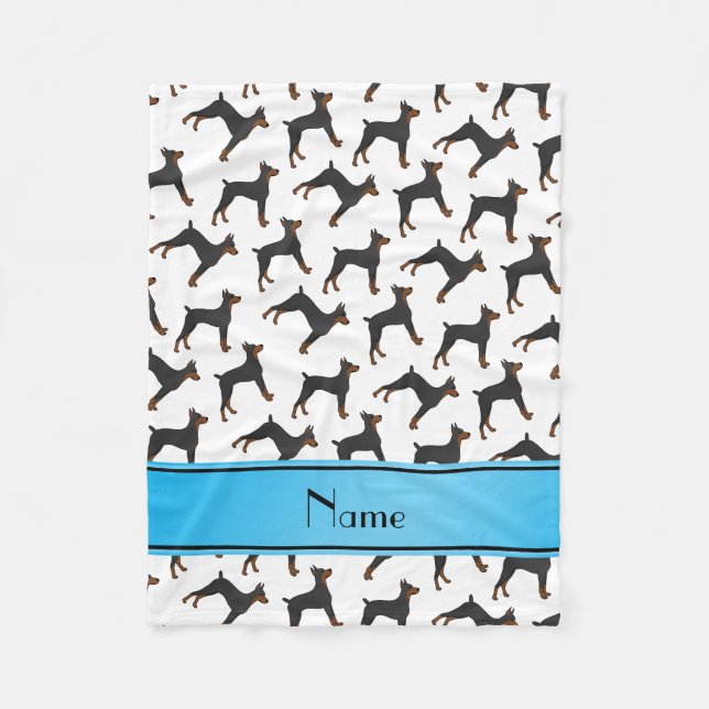Personalisierte weiße Dobermann Namenspinschers Fleecedecke (Vorderseite)