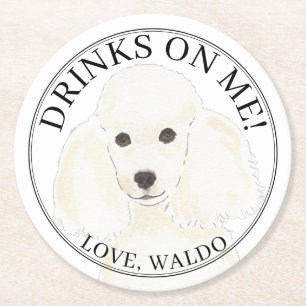 Personalisierte Weiße-Dog-Hochzeit Runder Pappuntersetzer