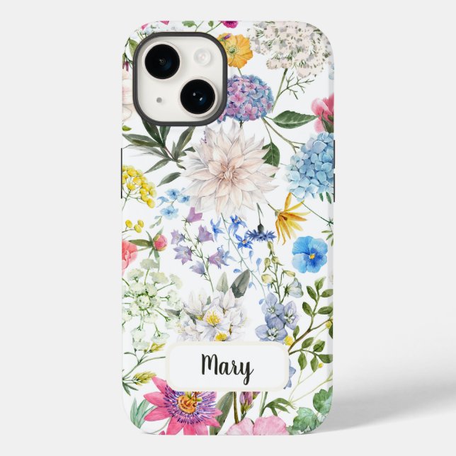 PERSONALISIERTE WEISSE FLORALE WILDBLUME IPHONE 14 Case-Mate iPhone HÜLLE (Rückseite)