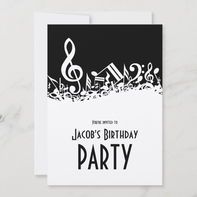 Personalisierte weiße gerodelte Musikereignisse au Einladung (Vorderseite)