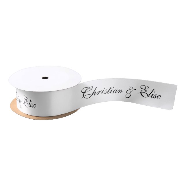 Personalisierte weiße Hochzeit Satinband (Spule)