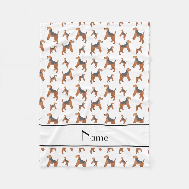 Personalisierte weiße Lakeland-Terriernamenshunde Fleecedecke (Vorderseite)