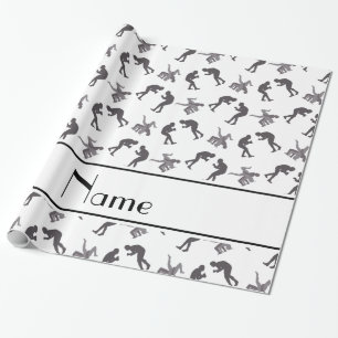 Personalisierte weiße Namensringkämpfer Geschenkpapier