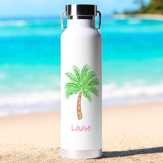 Personalisierte weiße Palme Preppy Trinkflasche (Von Creator hochgeladen)