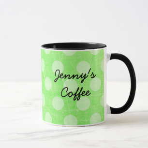 Personalisierte weiße Polka-Dotter-Kaffee-Tasse Tasse