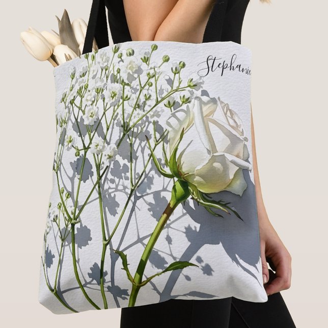 Personalisierte weiße Rosen-Blumentasche (Von Creator hochgeladen)
