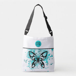 Personalisierte weiße Schmetterlings-Tasche in Aqu Tragetaschen Mit Langen Trägern