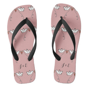 Personalisierte weiße Tauben Hochzeitsflöße Flip Flops