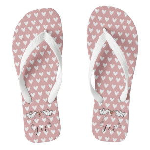 Personalisierte weiße Tauben Hochzeitsflöße Flip Flops