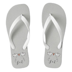 Personalisierte weiße Tauben Hochzeitsflöße Flip Flops