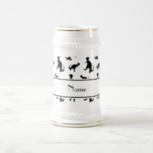 Personalisierte weiße trex Namensdinosaurier Bierglas