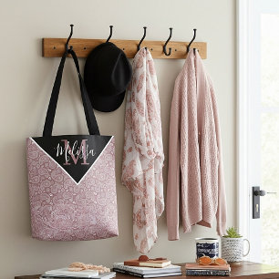 Personalisierte weiße und roségoldene Paisley-Tasc