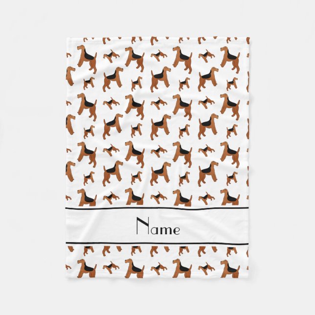 Personalisierte weiße Waliser-Terriernamenshunde Fleecedecke (Vorderseite)