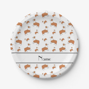Personalisierte weiße Walisercorgi Pappteller