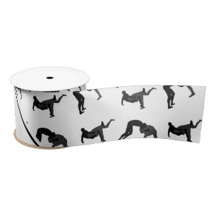 Personalisierte weiße Wrestling-NamensSilhouetten Satinband